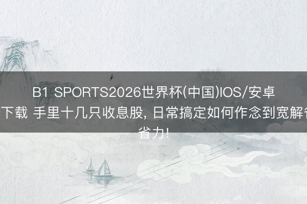 B1 SPORTS2026世界杯(中国)IOS/安卓官方下载 手里十几只收息股, 日常搞定如何作念到宽解省力!